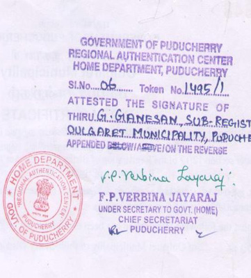 Pondicherry Home Department Attestation
